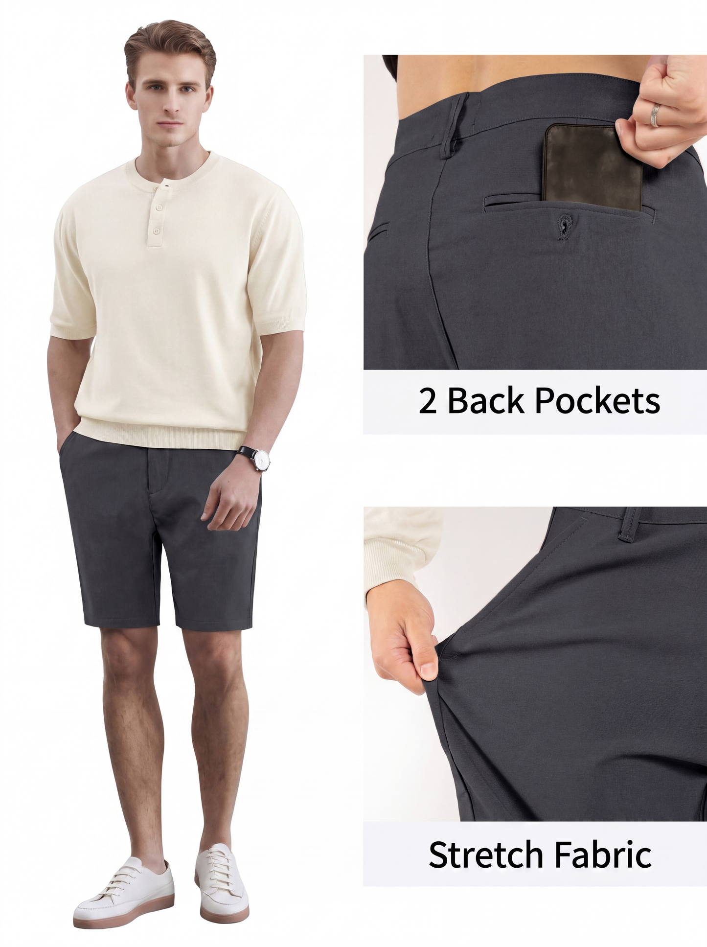 Mens Tailored Chino Short - Grey