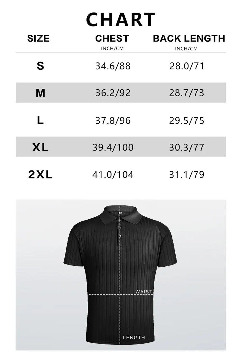 Men's High Quality Knitting Polo Shirt - Khaki Size Chart