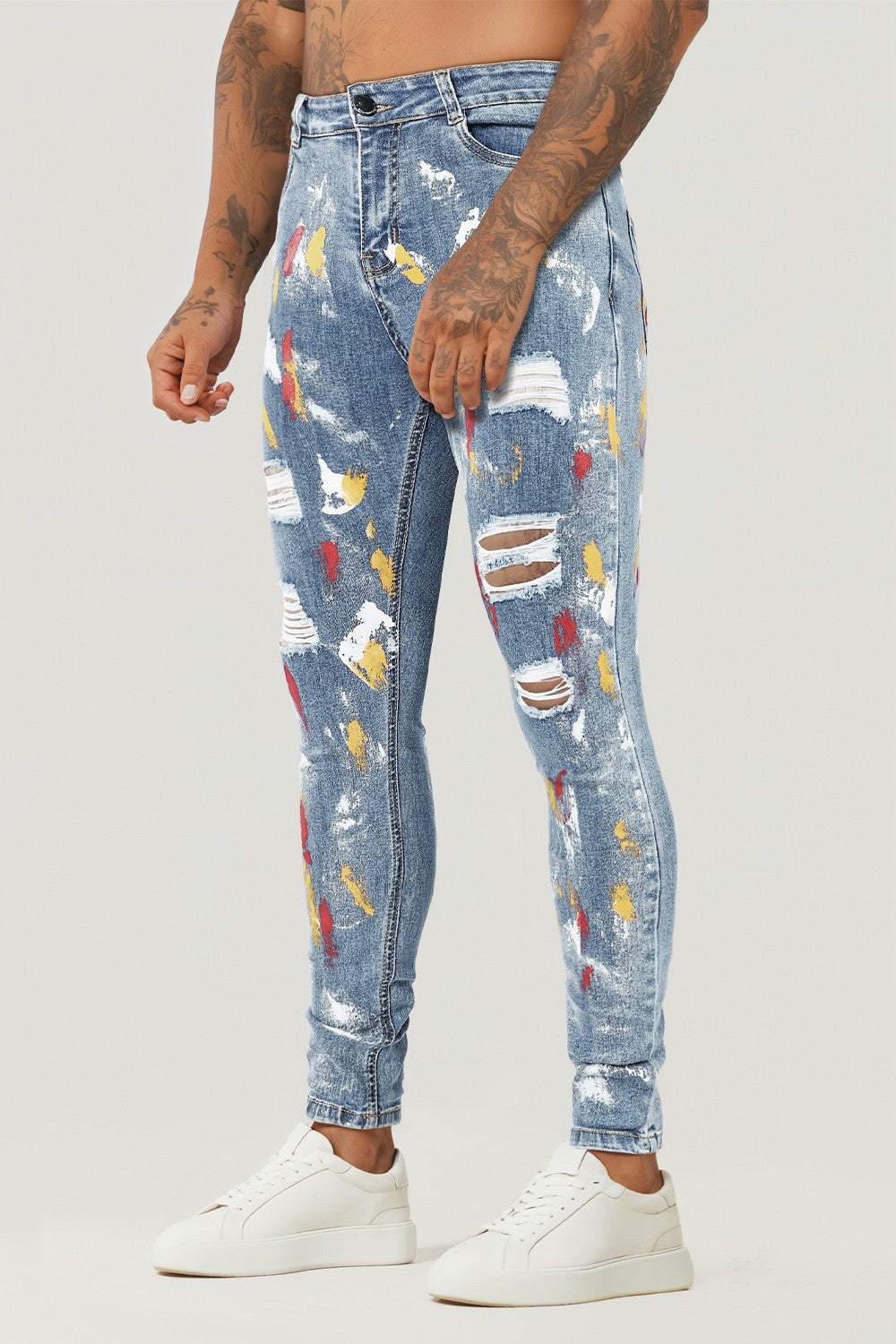 Jeans blu graffiti strappati da uomo Gingtto Sconto del 50 Jeans skinny Jeans skinny da uomo Jeans skinny Jeans skinny da uomo Jeans elasticizzati GINGTTO