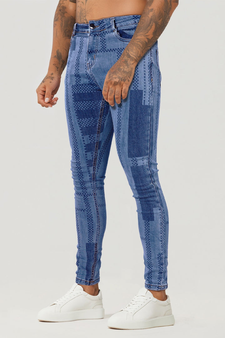 GINGTTO Skinny Jeans for Men Stretch Slim Fit Denim Pants for Men Fashion Light Blue 34 main image 0