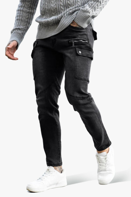 Graue Skinny-Jeans für Herren – mehrere Taschen
