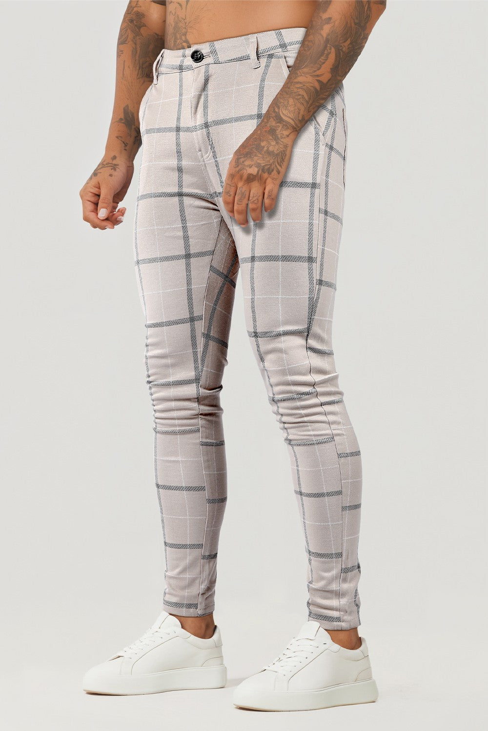 Mens Skinny Pant Plaid For Sale – GINGTTO - Main Image