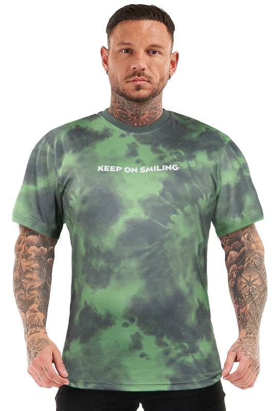 GINGTTO T-shirt girocollo da uomo-verde