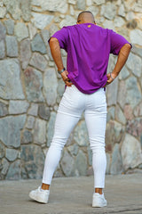 Gingtto Skinny Jeans -all White Stretch Comfortable Mens Jeans