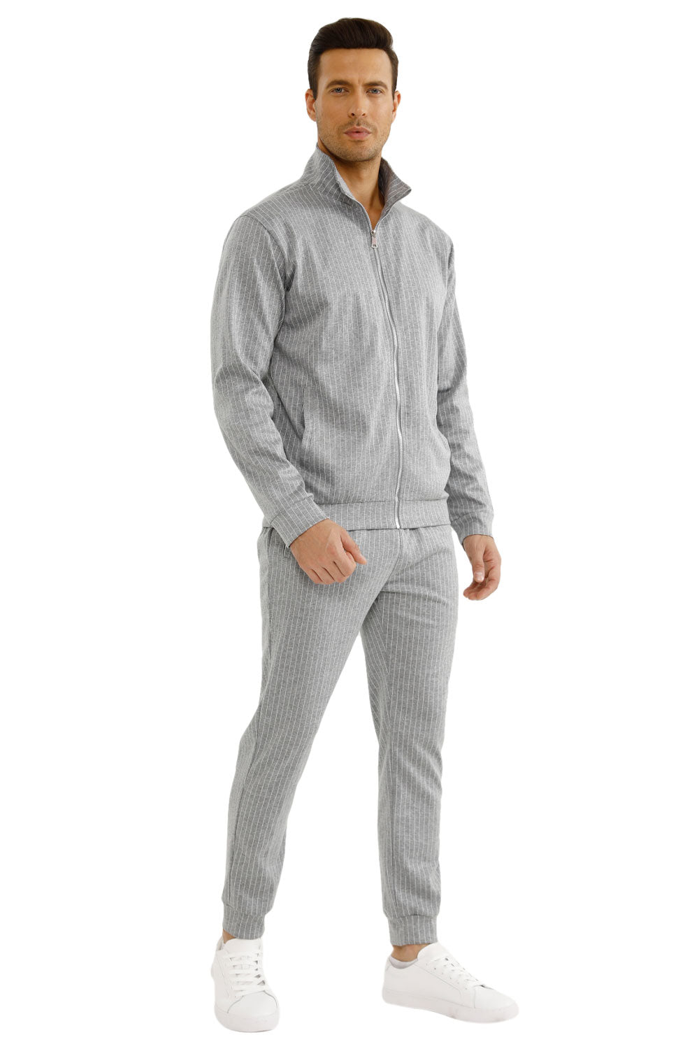 Sweatsuits voor heren, 2-delig, trainingsjack en joggingbroeken-grijs