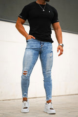 Jeans Jeans Skinny Jeans Rasgado no Joelho Masculino