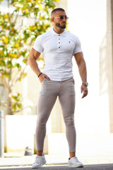 GINGTTO Chino stretch coupe slim pour homme