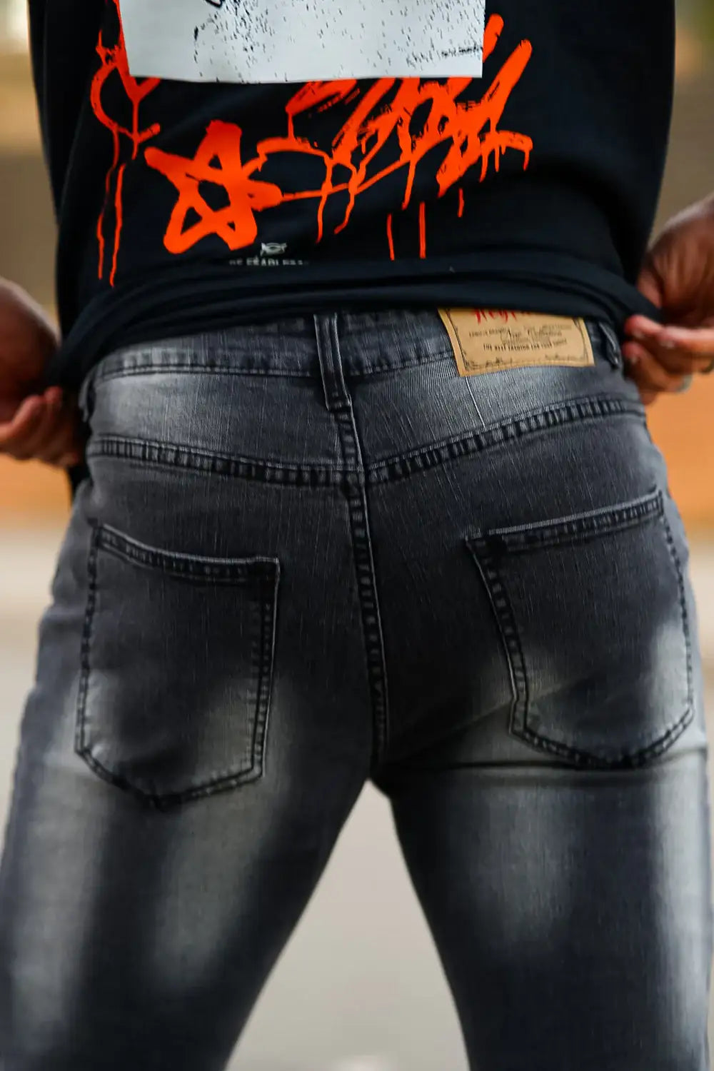 Men‘s Vintage washed stacked jeans Stretch Jeans