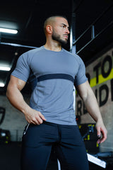 JARKADA Camisas deportivas para hombre Camisetas de compresión de manga corta para hombre-AZUL