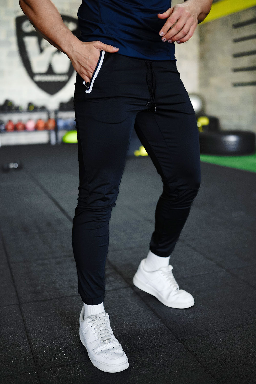 Mens Tapered Joggers Pants Lightweight Slim Fit Running Pants for Men Casual -BLACK
