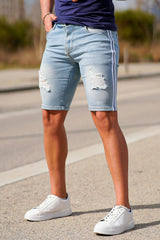 Gingtto Beat the Heat in Style: Men's Denim Comfort Shorts-Blue