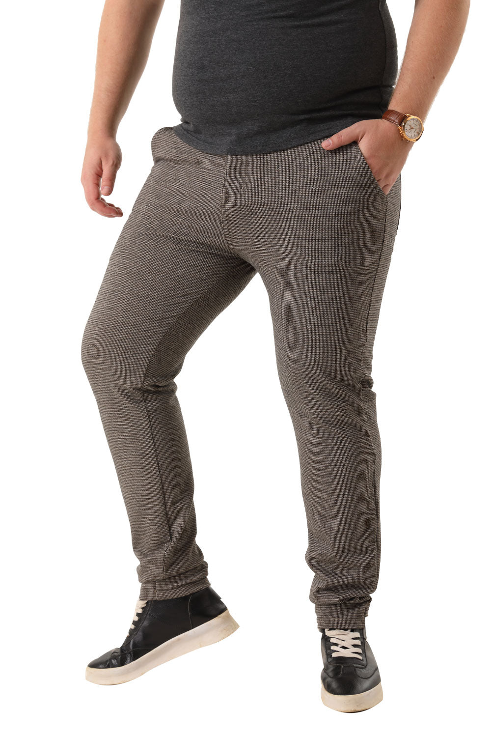 Men's spandex striped pants in gray(B&T)