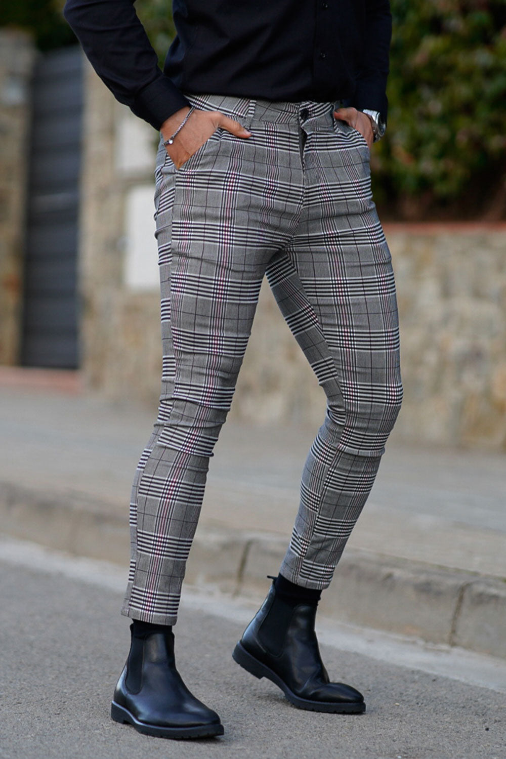 GINGTTO Chinos elásticos ajustados para hombre