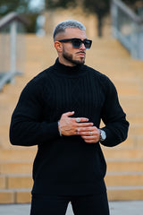 men's turtleneck sweater black