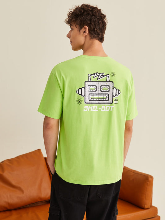 Herren-T-Shirt mit Buchstaben und Cartoon-Grafik 