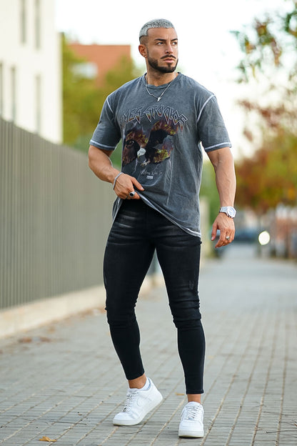 Calça jeans skinny estilosa masculina preta jeans stretch