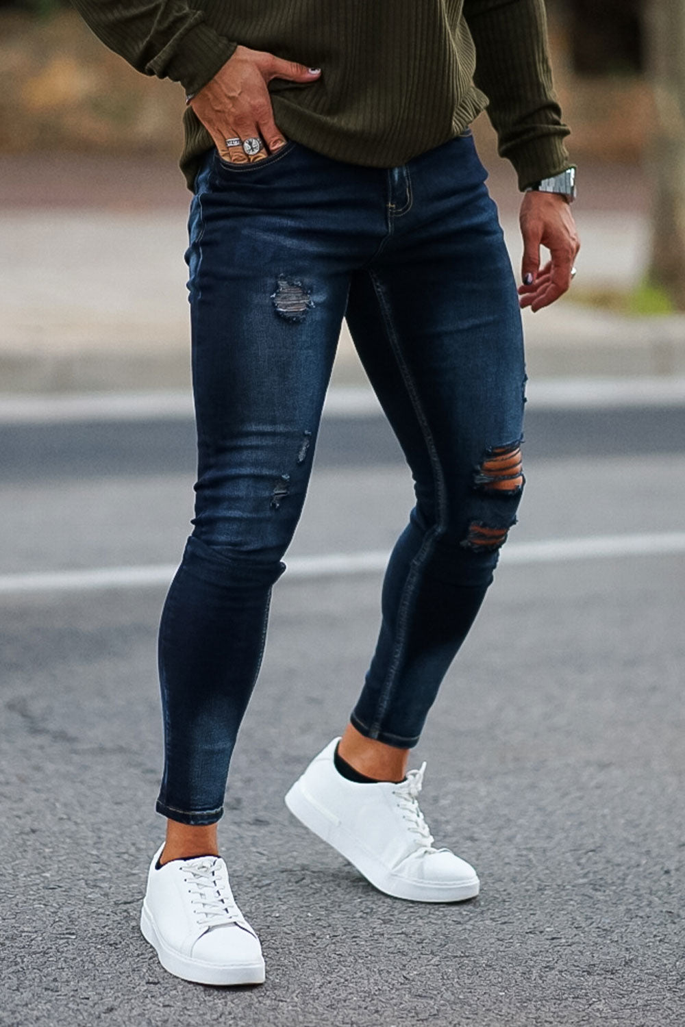 Vintage Skinny Jeans - Dark Blue