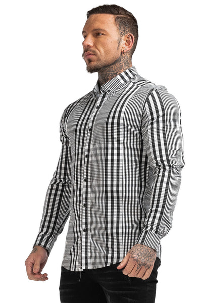 Gingtto Grey Stripe Plaid Shirts With High Quality For Men