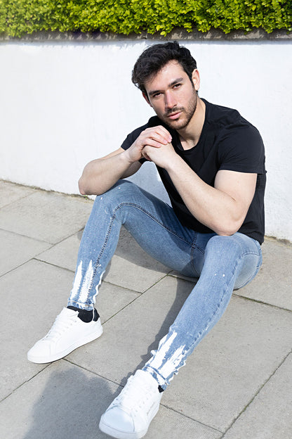 men's light blue skinny jeans