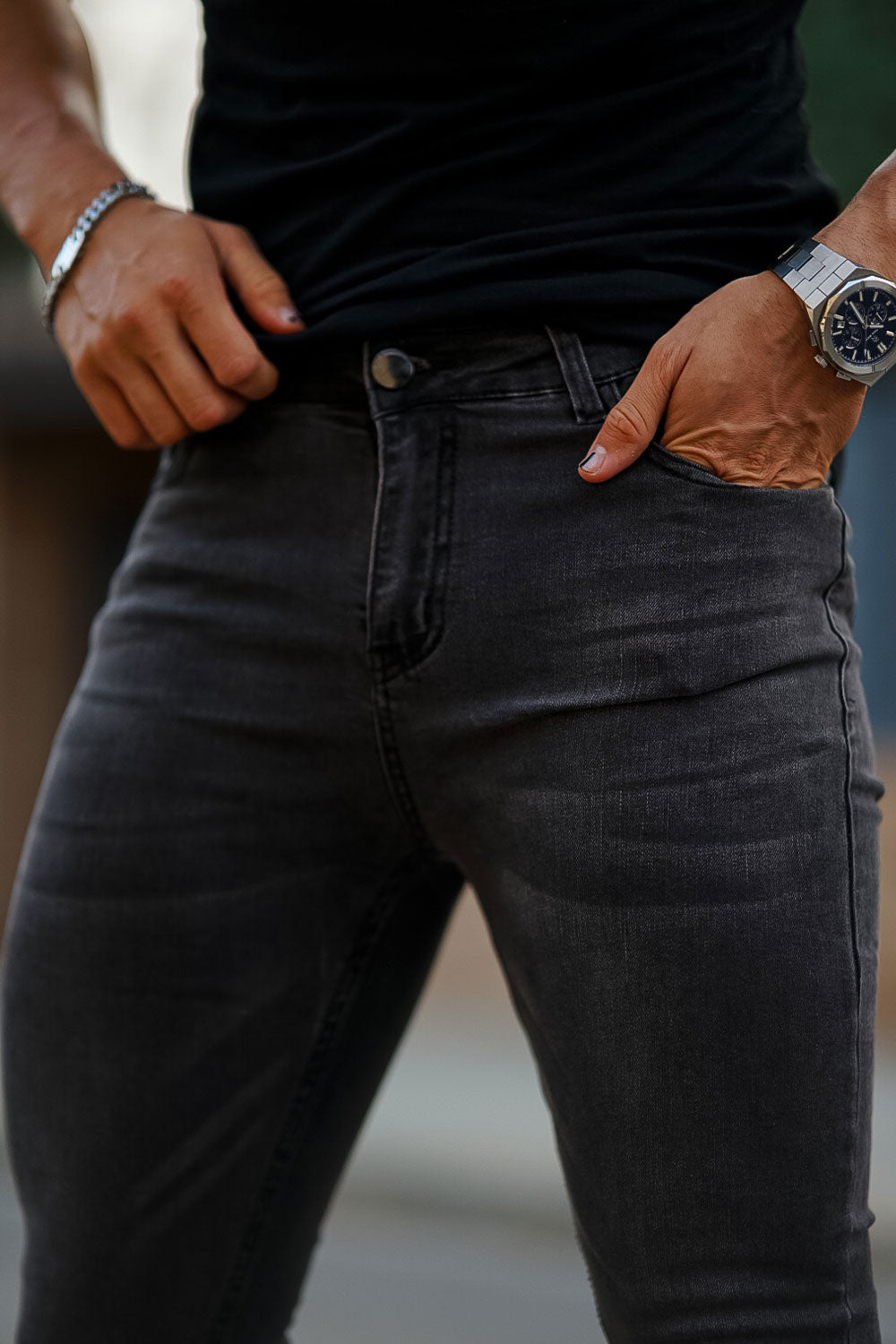men's gray skinny jeans