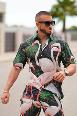 Mens Comfortable Swim Trunks Beachwear-Flamingo