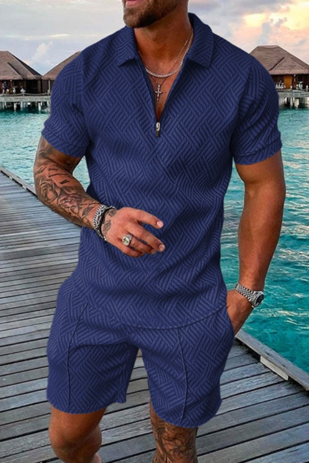 Men's Polo Shirt and Shorts Set Summer Outfits Fashion Casual Short Sleeve Polo Suit for Men 2 Piece Shorts Tracksuit