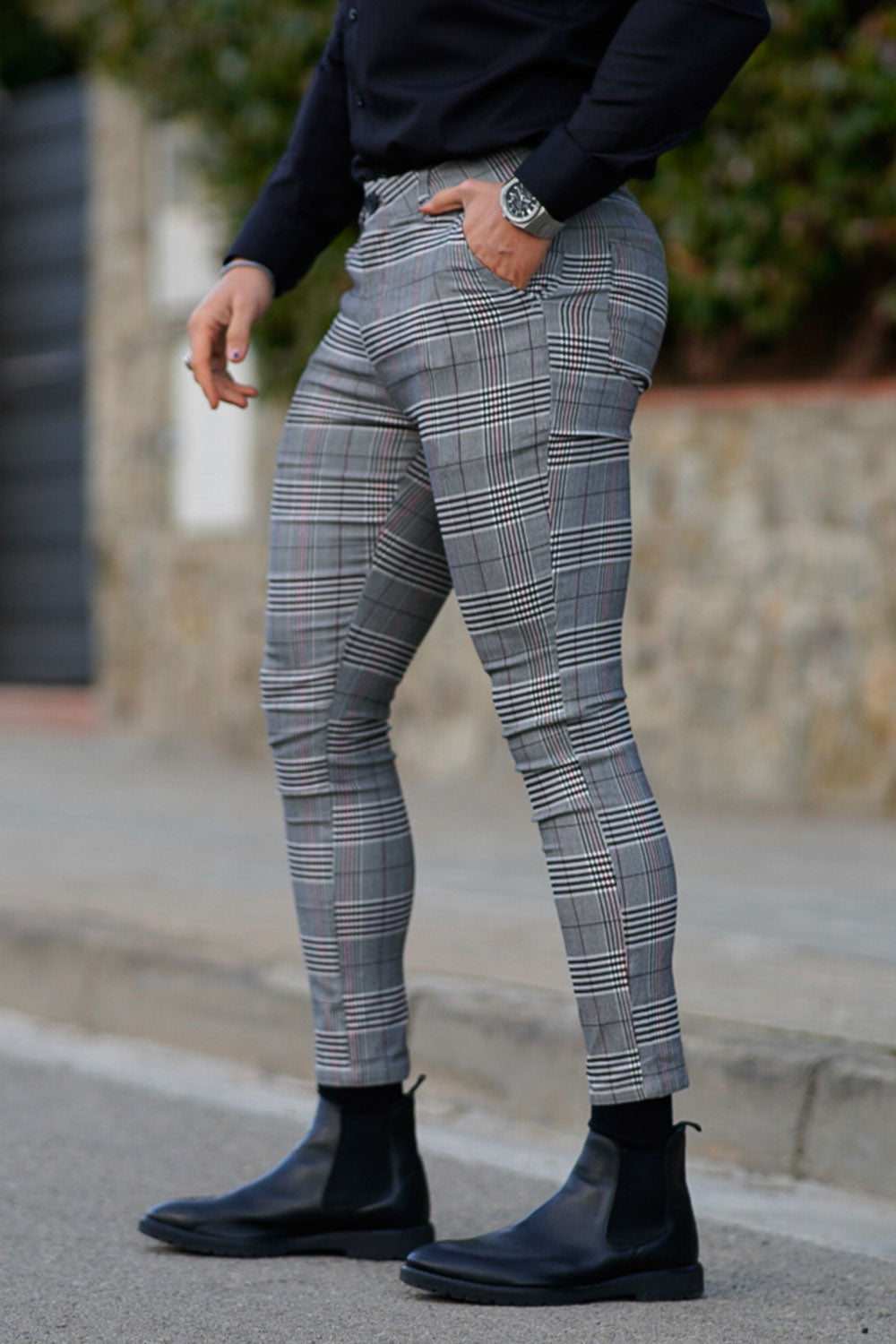 GINGTTO Chinos elásticos ajustados para hombre