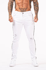 Jeans skinny strappati da uomo Jeans elasticizzati bianchi invecchiati