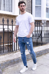 Gingtto Men's Skinny Jeans: Classic Blue Denim for a Sleek Look