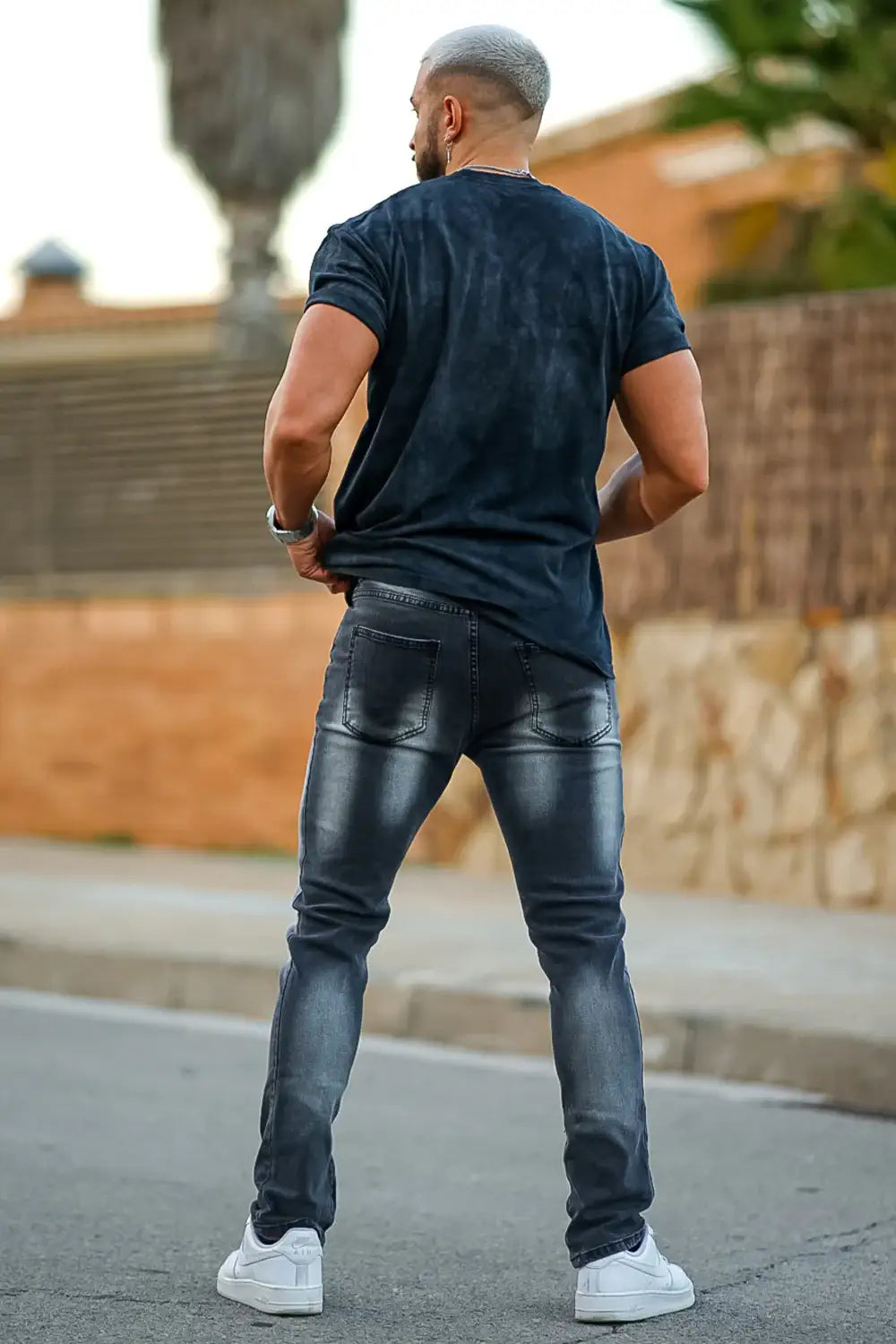 Men‘s Vintage washed stacked jeans Stretch Jeans