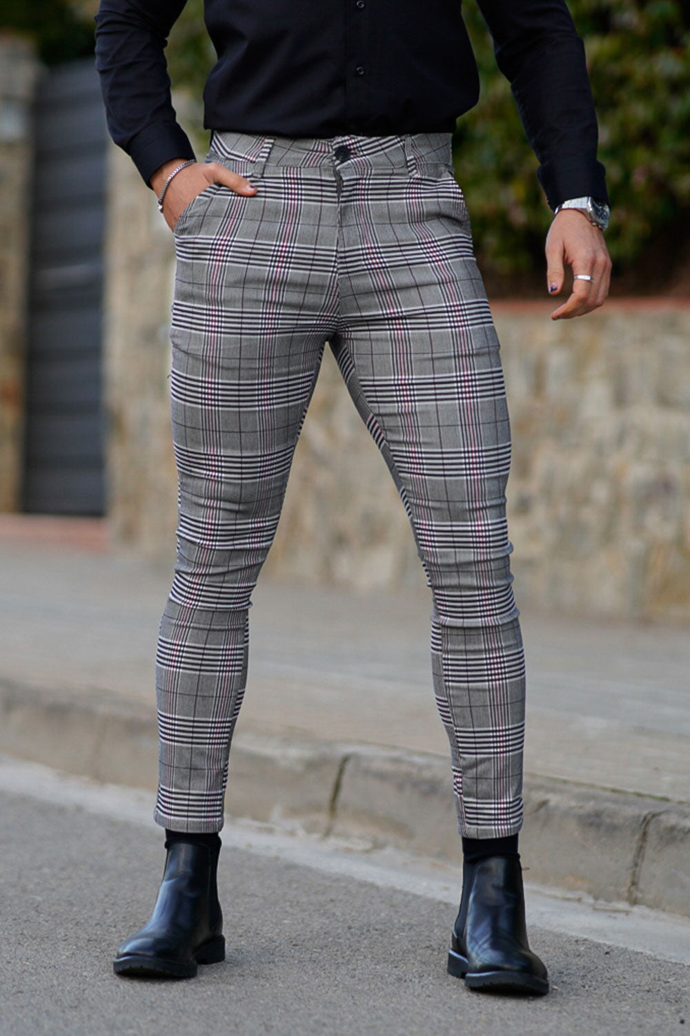 GINGTTO Chinos elásticos ajustados para hombre