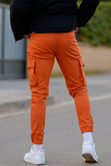 men's orange cargo pants
