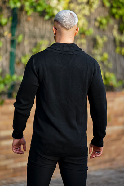 Gingtto Mens Sweater Long Sleeve Slim Fit Pullover Black Sweater