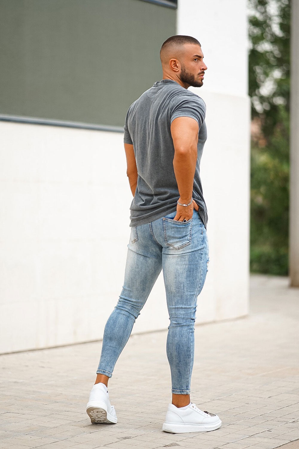 Skinny jeans met scheurtjes blauw 50 korting skinny jeans skinny