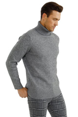 mens gray turtleneck sweater