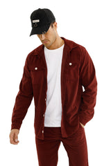 Tute da uomo in velluto a coste 2 pezzi, giacca sportiva e set da jogging-rosso