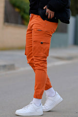 men's orange cargo pants