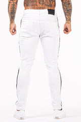 Men Skinny Ripped Jeans Distressed-White Stretch Jeans