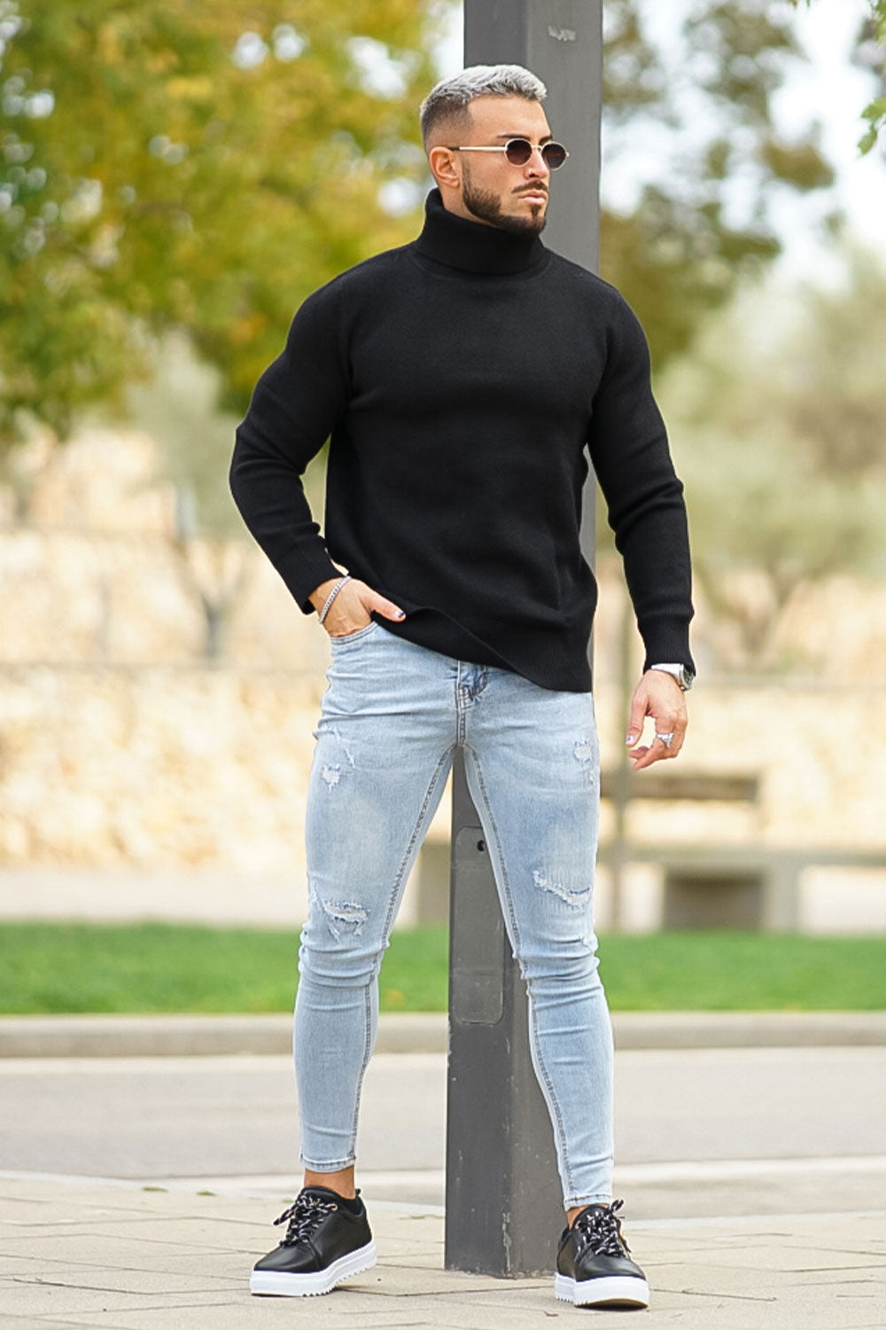 Black Turtleneck With Jeans Men Black Turtleneck Jeans Outfit Men