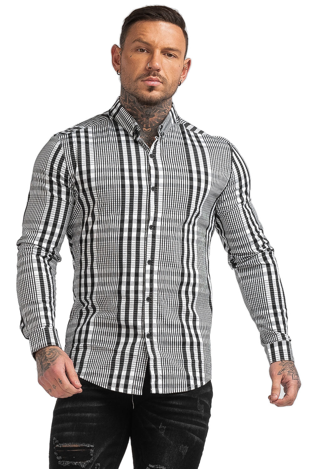 grey stripe plaid shirts