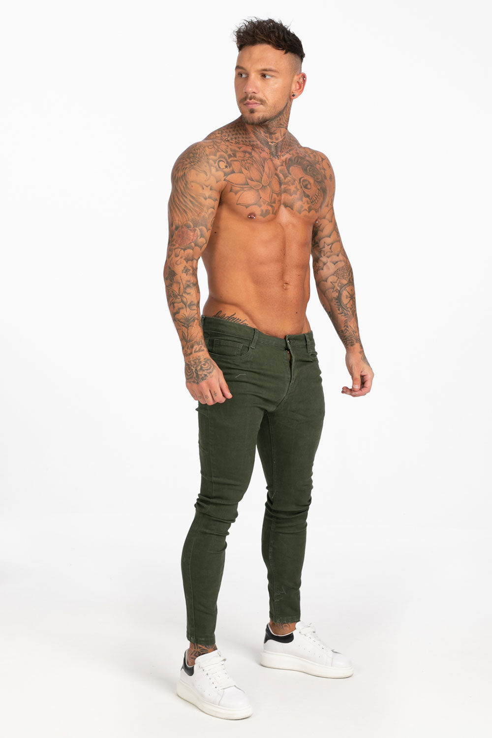 men's green skinny jeans