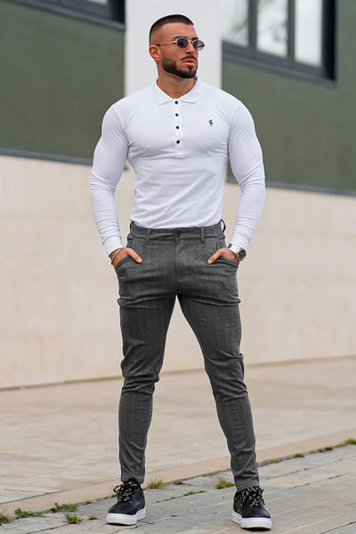 Gingtto Mens Chinos Casual Dark Grey Pants Slim Fit Mens Suit Pants