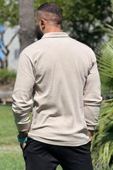 Men's Khaki Long Sleeve Polo Shirts