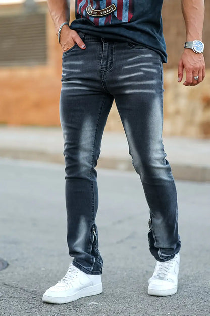 Men‘s Vintage washed stacked jeans Stretch Jeans