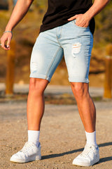 Gingtto High-Quality Ripped Casual Comfort Denim Shorts For Men