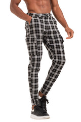 black and white checkered trousers