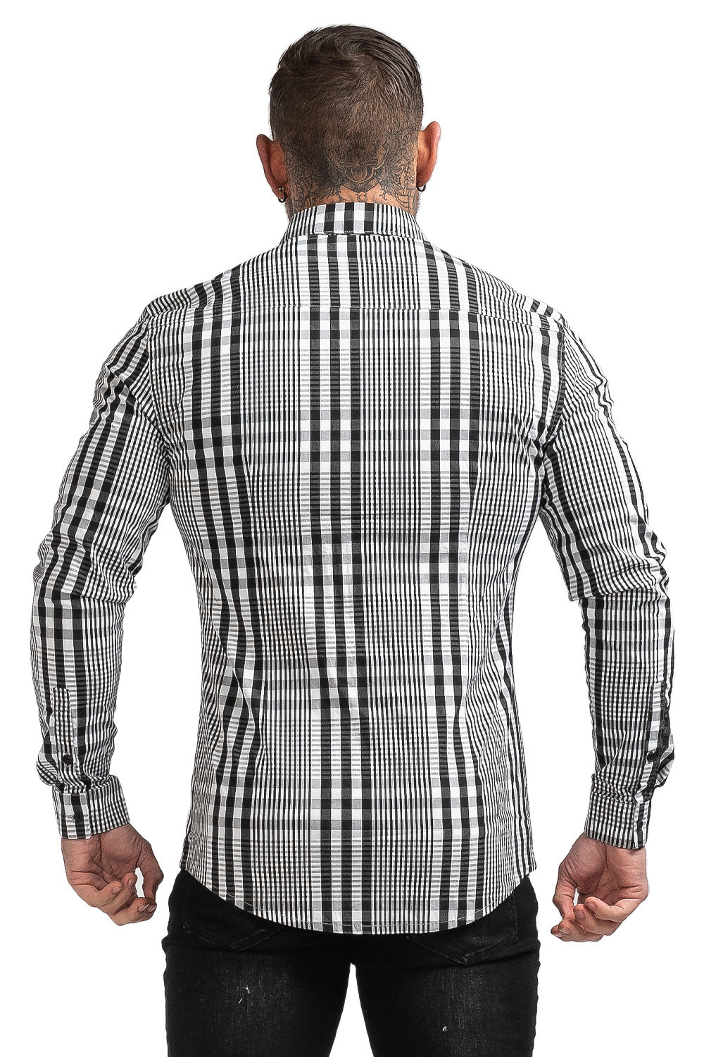Gingtto Grey Stripe Plaid Shirts With High Quality For Men