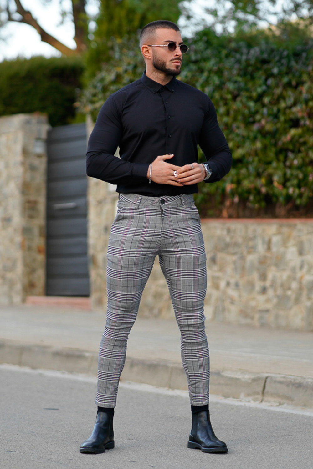 GINGTTO Chinos elásticos ajustados para hombre