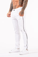 Jeans skinny strappati da uomo Jeans elasticizzati bianchi invecchiati