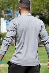 Men's Gray Long Sleeve Polo Shirts